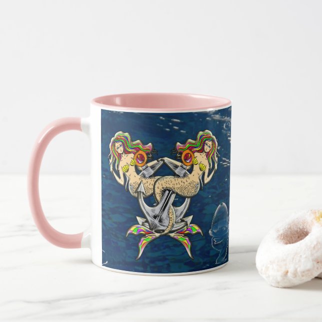 Mug Malheureusement sirènes à l'ancre (Avec donut)