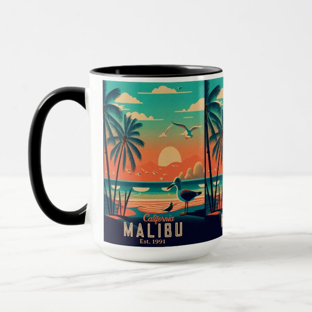 Mug Malibu California Retro Sunset Souvenirs 1950 (Gauche)