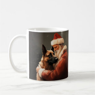 Mug Malinois Belge avec le Père Noël Festif Noël