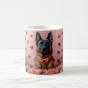 Mug Malinois belge avec Rose - Saint Valentin