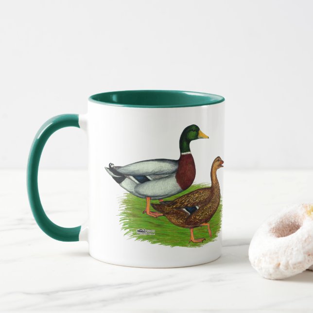 Mug Mallard Drake et Duck (Avec donut)