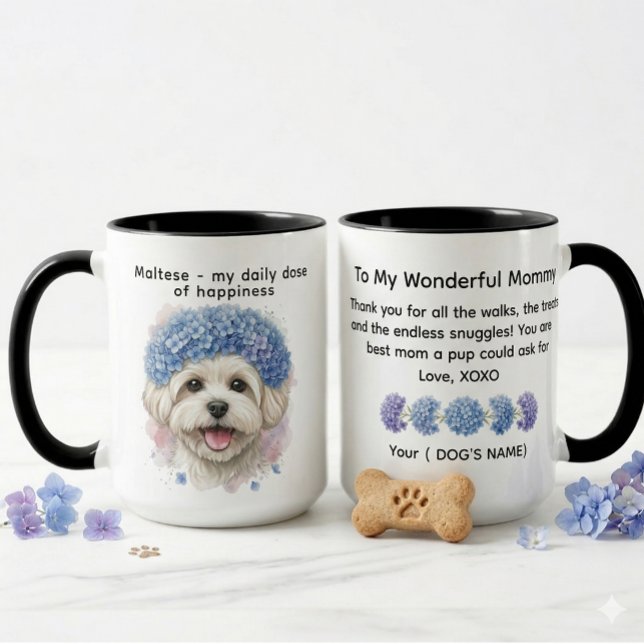 Mug Maltais ma dose quotidienne de bonheur Hydrangea (Créateur téléchargé)