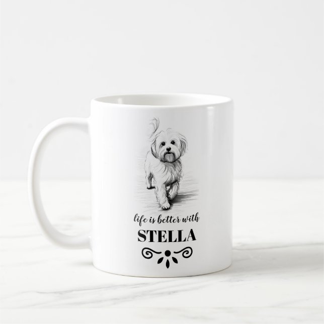 Mug Maltese Life est meilleur avec Custom Dog Name (Gauche)