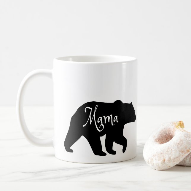 Mug Mama Bear noir et blanc (Avec donut)