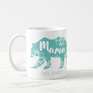 Mug Mama Bear Rustic Country Floral Mint Personnalisé