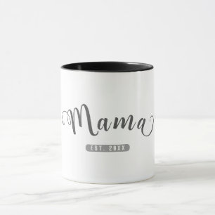 Mug MAMA cuir gris graphique établi