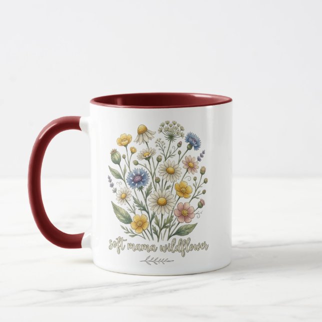 Mug Mama Douce Fleur Sauvage Design Floral Cursive (Gauche)