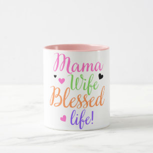 Mug Mama Femme Bienheureuse Vie Script coloré Fête des