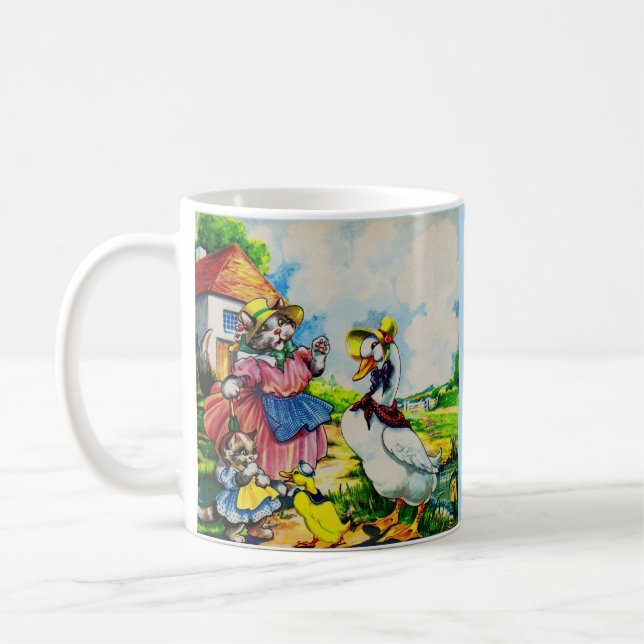 Mug mama kitty cat et baby kitty visit canards dans le (Gauche)