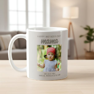 Mug Mama Moderne Beige Enfants Photo Fête des Mères