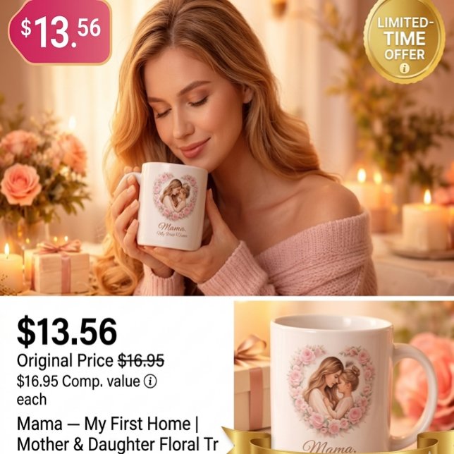 Mug Mama — Mon Premier Chez Moi | Fleurs de mère et fi (Créateur téléchargé)