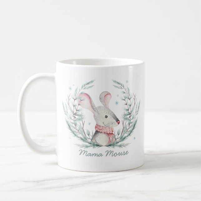 Mug Mama Mouse mignonne Holiday Wreath (Gauche)