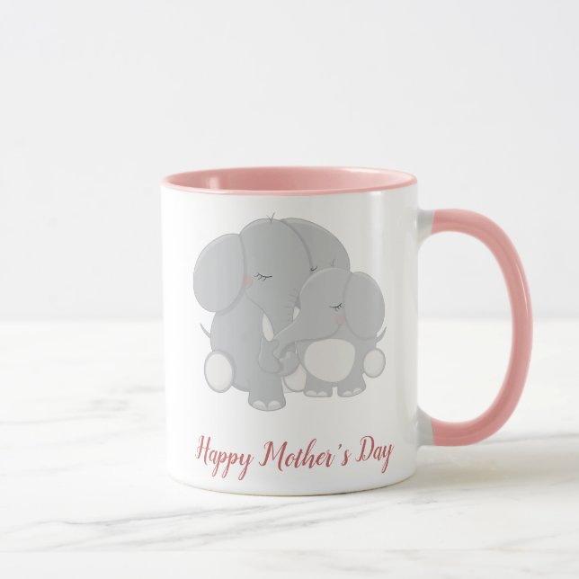 Mug Mama mure et bébé éléphant Joyeuse fête des mères (Droite)