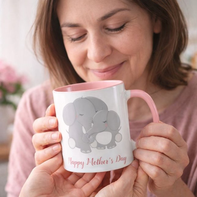 Mug Mama mure et bébé éléphant Joyeuse fête des mères (Créateur téléchargé)