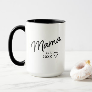 Mug Mama Noir et Blanc Minimaliste Année d'Est