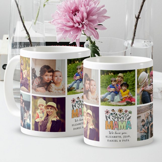 Mug Mama nous t'aimons fleurs mignonnes Mère collage p (Créateur téléchargé)