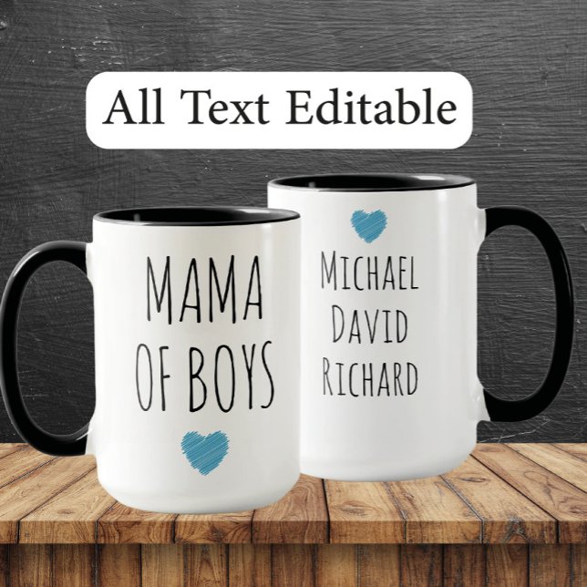 Mug Mama of Boys Custom Names - Heartfelt Gift for Mom (Créateur téléchargé)