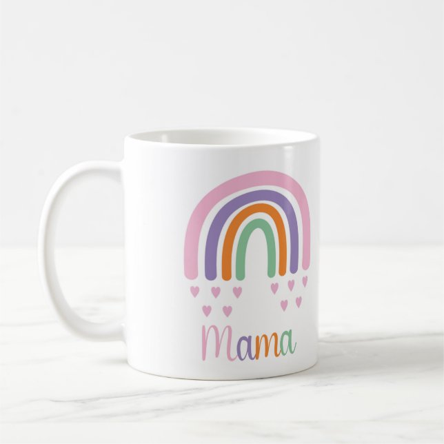 Mug Mama Pastel Arc-en-ciel et Coeurs (Gauche)
