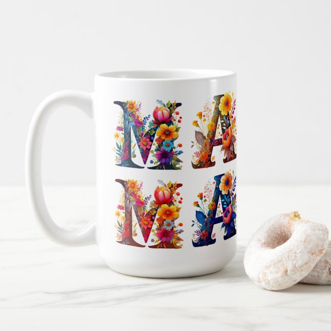 Mug MAMA personnalisé floral (Avec donut)