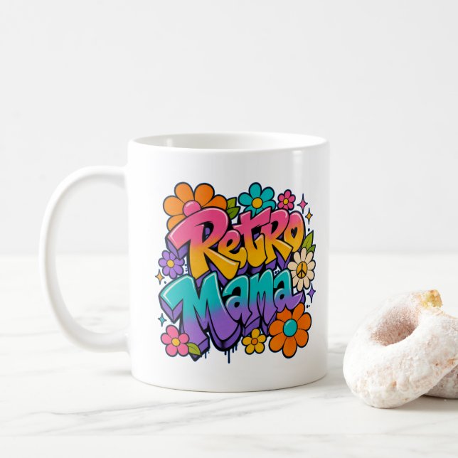 Mug Mama Rétro Floral  (Avec donut)