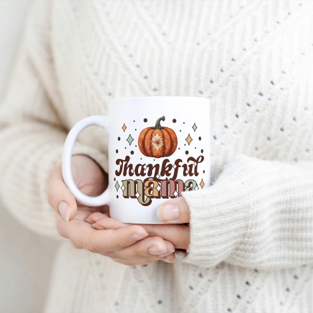 Mug Mama Rétro Merci Mug, Automne Thanksgiving Mama (Créateur téléchargé)