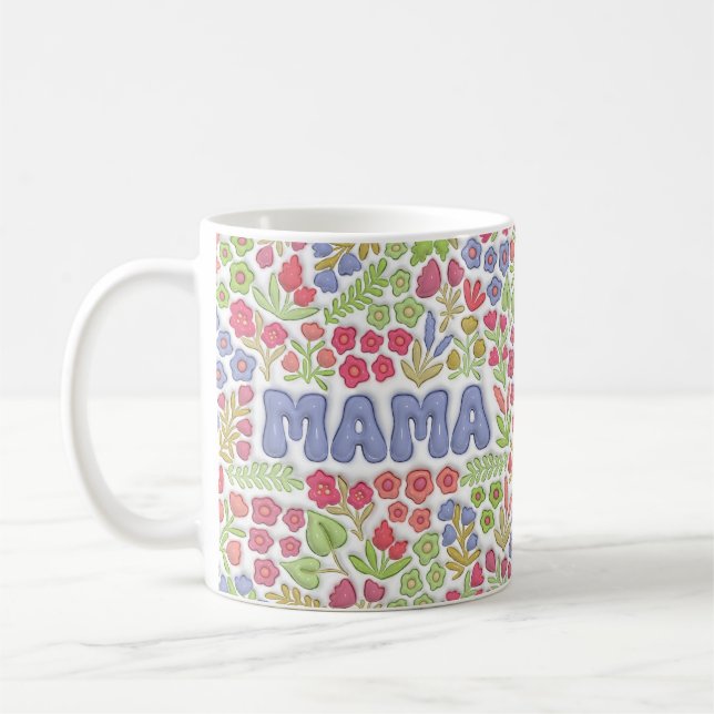 Mug Mama Violet Bohème Fleur 3D Effet  (Gauche)