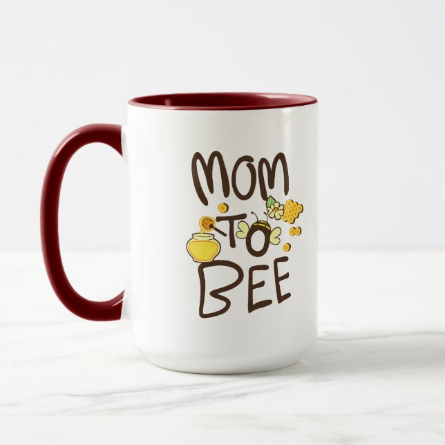 Mug Maman à Bée avec décoration de dessin animé (Gauche)