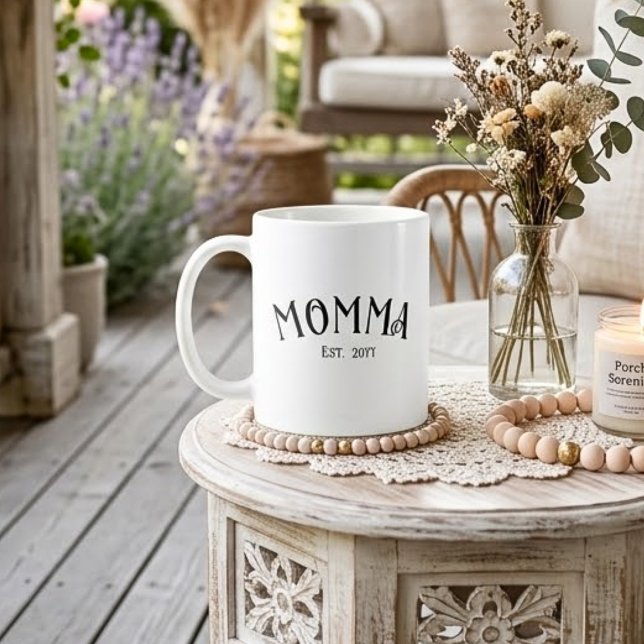 Mug Maman a créé un cadeau noir et blanc chic pour mam (Créateur téléchargé)