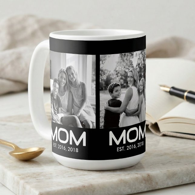 Mug Maman a établi Bold Black 3 Photo  (Créateur téléchargé)