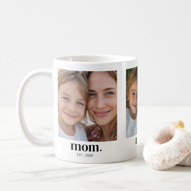 Mug Maman a établi la photo noire moderne 3 (Avec donut)