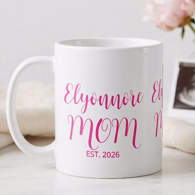Mug Maman a établi le nom du script rose  (Créateur téléchargé)