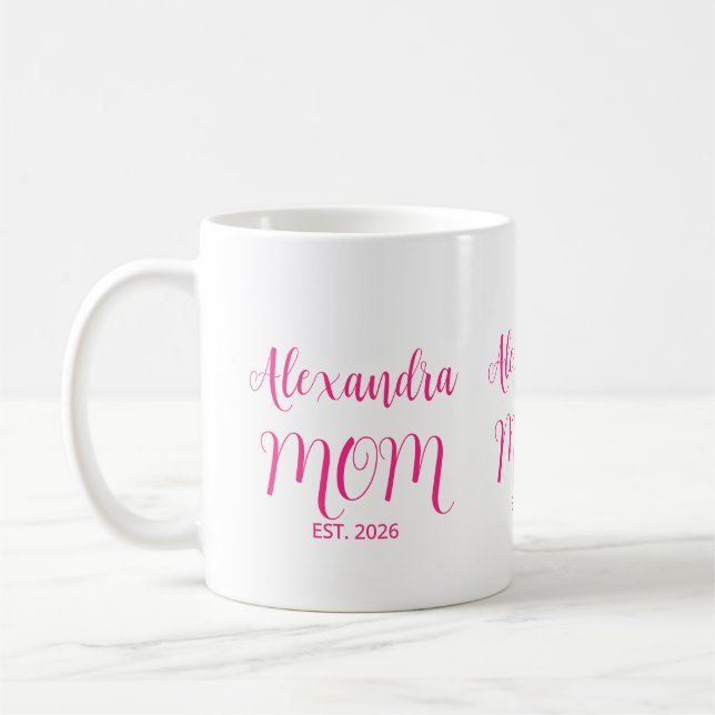 Mug Maman a établi le nom du script rose Tons de café (Gauche)