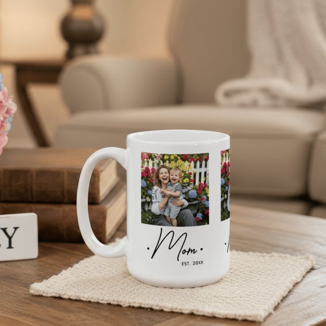 Mug Maman a établi le script 3 Photo Blanc (Créateur téléchargé)