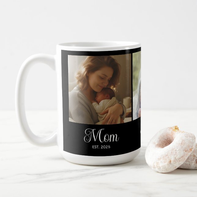 Mug Maman a établi le script noir 3 Photo (Avec donut)