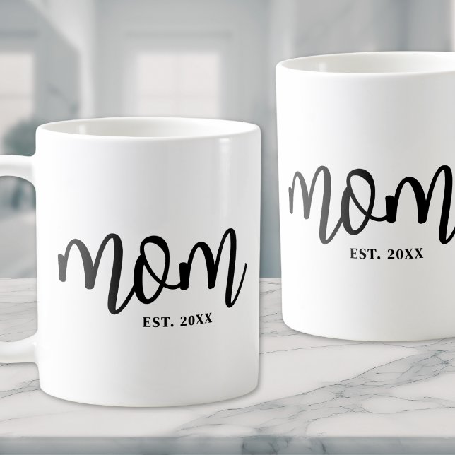 Mug Maman a établi un script noir Mère de la mère (Mom Established Black Script Mother's Coffee Mug)