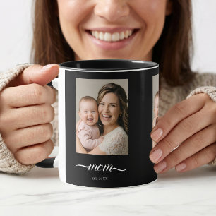 Mug Maman a établi une photo noire personnalisée année