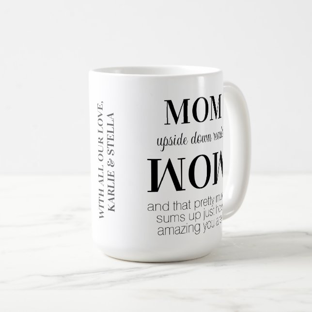 Mug Maman à l'envers Wow Fête des mères modernes (Devant droit)