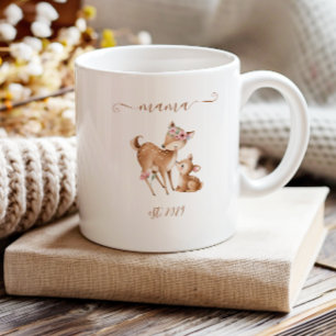 Mug Maman adorable établie Cerf bohème à l'aquarelle