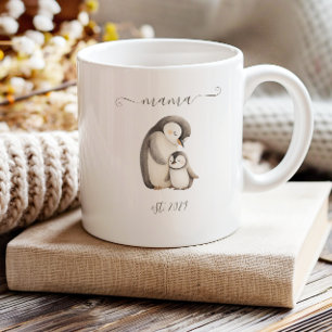 Mug Maman adorable établie Pingouins à l'aquarelle