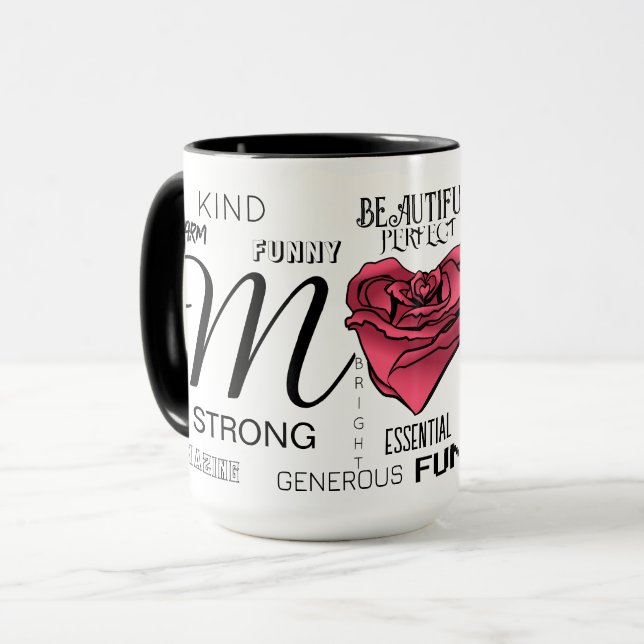 Mug Maman avec cœur rose et typographie (Devant gauche)
