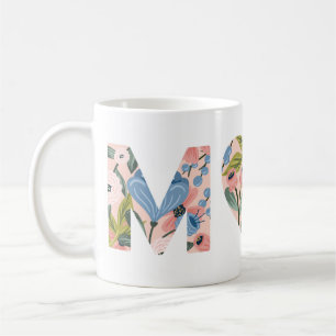 Mug Maman, Bonne fête des mères Typographie florale
