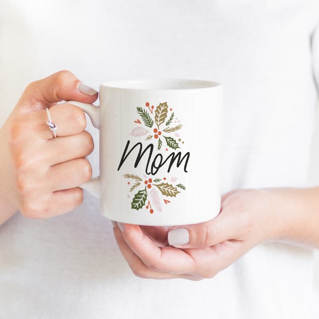 Mug Maman brillant Holly Noël noir Script (Créateur téléchargé)