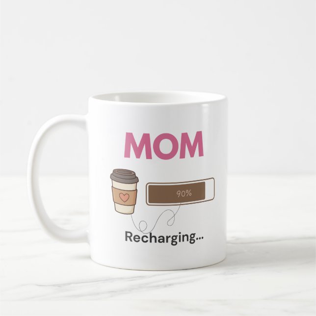 Mug Maman café drôle Citation café rechargeante (Gauche)