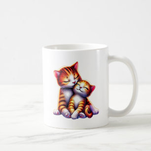 Mug Maman chat et son chaton font des câlins.