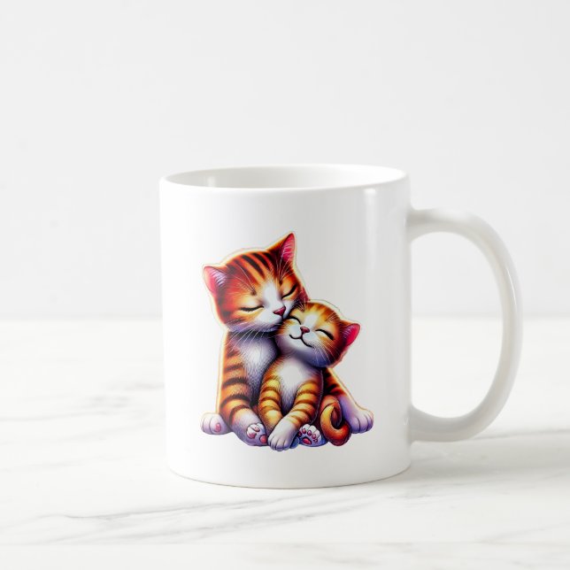 Mug Maman chat et son chaton font des câlins. (Droite)