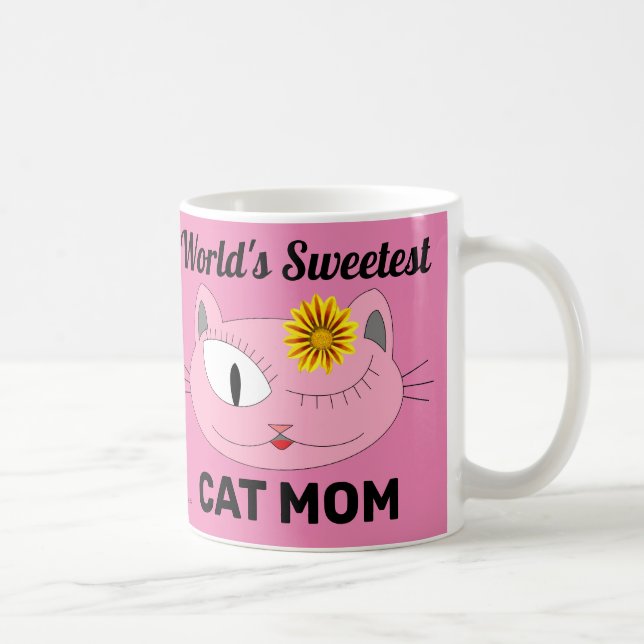 Mug MAMAN CHAT la plus douce du monde Rose Visage de C (Droite)