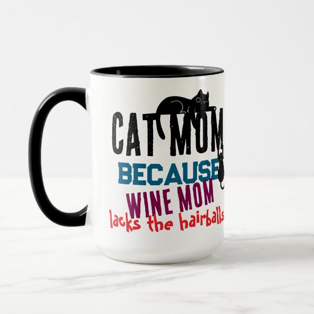 Mug Maman Chat vs Maman Vin Citation drôle d'amour de  (Gauche)