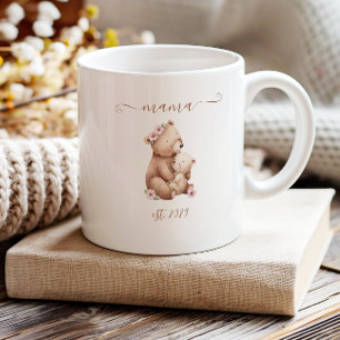 Mug Maman Chérie Année de Naissance Oursons Aquarelle