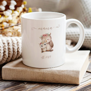 Mug Maman Chérie Établie Bohème Chouettes Aquarelle