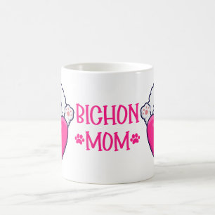 Mug Maman Chien Amour Mignon Chien Bichon Frise Rose